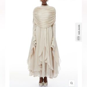 Chic Long Sleeve Cream Dress